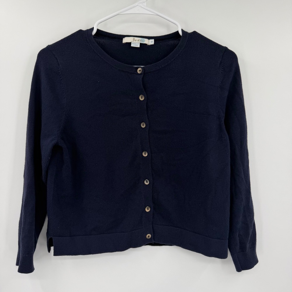 Boden Navy Blue Cotton Blend Crew Neck Button Front Cardigan Sweater Small K0010